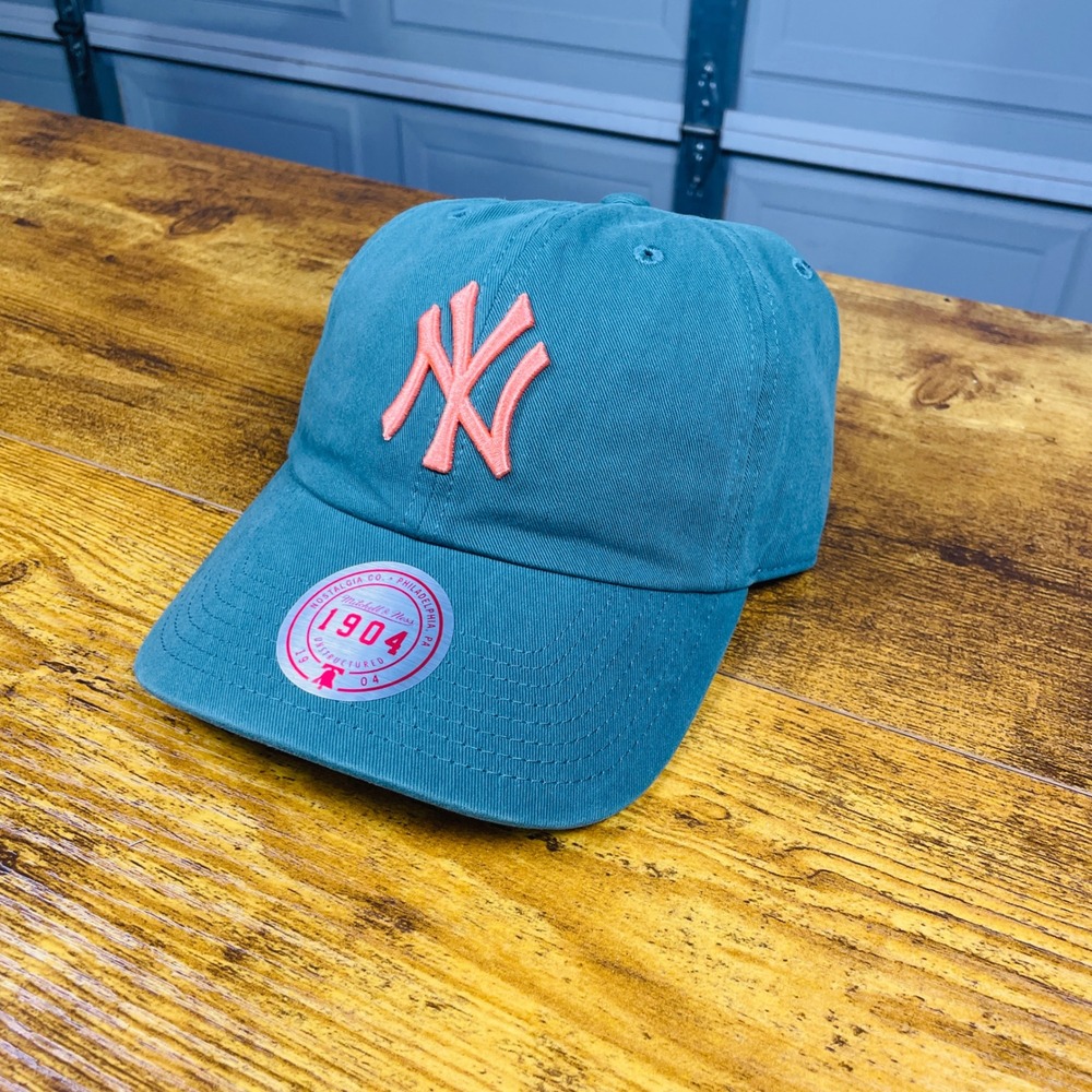 New York Yankees Mitchell & Ness Hat Unisex OSFM Teal Unstructured Dad Cap NEW